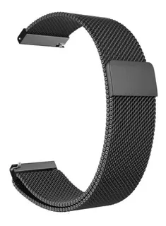 Pulseira De Malha De Aço Compatível Com Relógio E Smartwatch Cor Preto Largura 22 mm