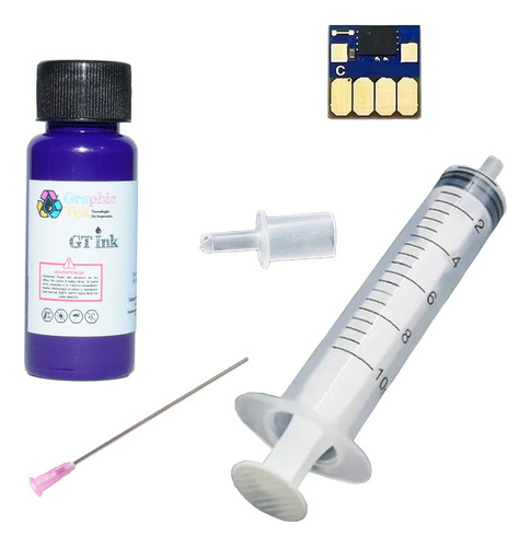 Kit Para Rellenar Compatible Cartucho Hp 964xl Cian Con Chip