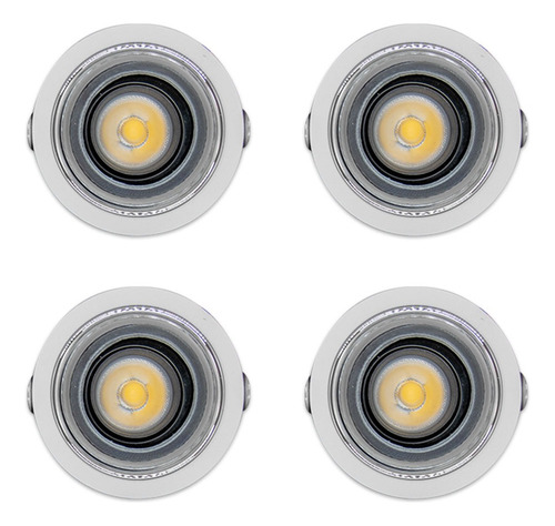 Set De 4 Lamparas Ajustables Luz Led Blanca 4000k Plateado