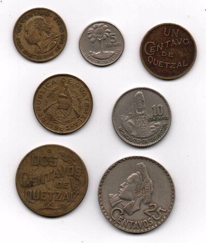 Guatemala Lote De 7 Monedas Todas Diferentes