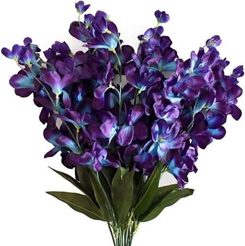 Hokpa 27'' Tallos Artificiales De Orquídeas Púrpura Azul Se