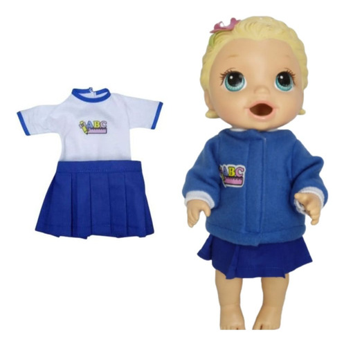 Uniforme Escolar Mais Jaqueta Para Boneca Baby Alive