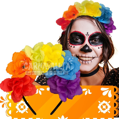 Diadema Flores Colores Disfraz Catrina Frida Kahlo Muertos | MercadoLibre