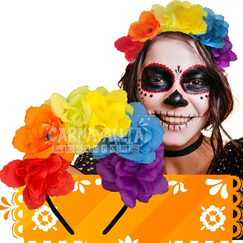 Excavación de primera categoría mármol Diadema Flores Colores Disfraz Catrina Frida Kahlo Muertos