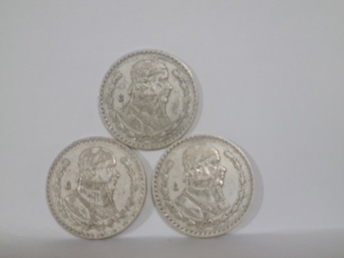 3 Monedas De $1.00 Morelos De 1963