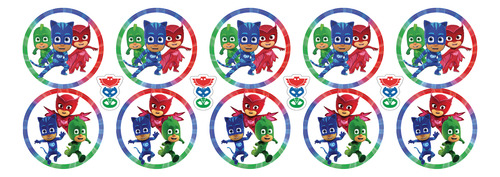 Pj Masks | 40 Stickers Circulares | Vinilo Resist