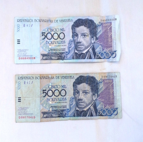 Billete Antiguo De 5000 Bolívares 2004