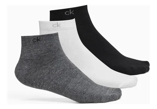Kit 3 Pares De Meia Cano Curto Calvin Klein Undm23.01 - R$ 62,99