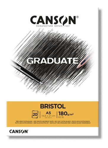 Bloco Canson Graduate Bristol A5 180grs 20 Folhas