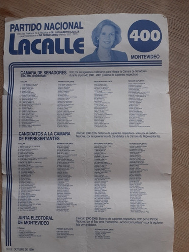 Elecciones Nacionales 1999 Lista 400 Partido Nacional