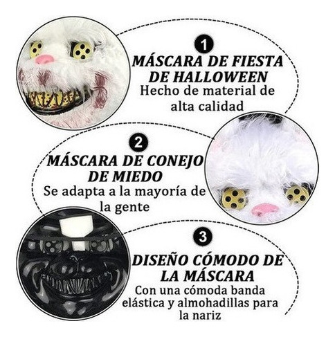 2 Piezas De Máscara De Halloween De Conejo Sangriento