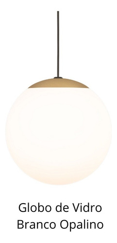 Luminária Pendente Lustre Vidro Globo Dourado Mate 20cm 1782 Cor Branco Bivolt