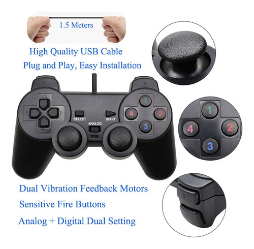 Controlador De Juego Con Cable Usb Para Windows Pc/raspberry
