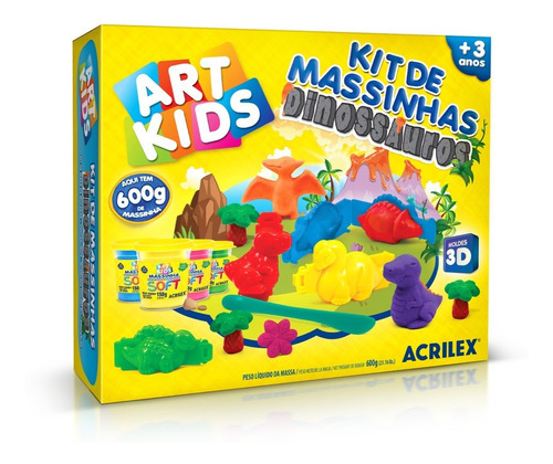 Massinha Modelar Dinossauro Kit Art Kids Acrilex