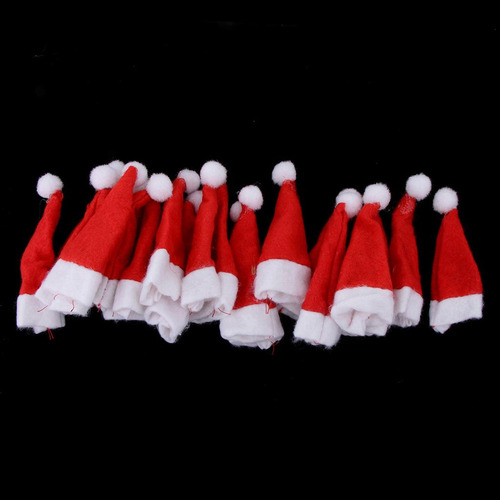 20pcs Diy Navidad Candy Santa Claus Hat Doll Crafts Decor