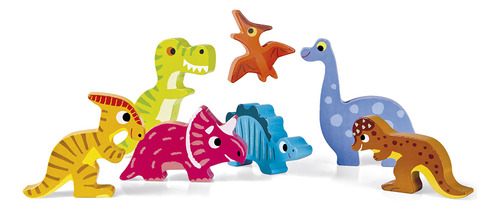 Jogo De Encaixe Formas Dinossauros 8 Peças Janod Cor Chocolate