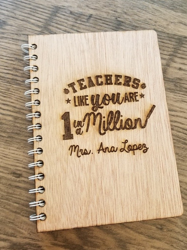 Cuaderno De Madera Personalizado Grabado Laser