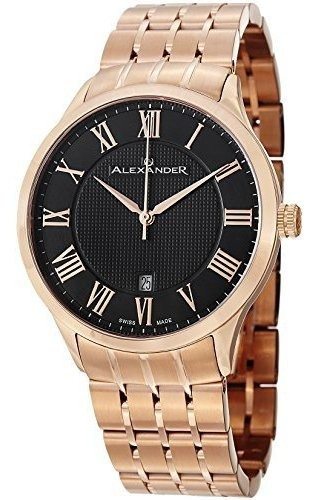 Alexander Statesman Triumph Hombres Dial Negro Plateado Oro