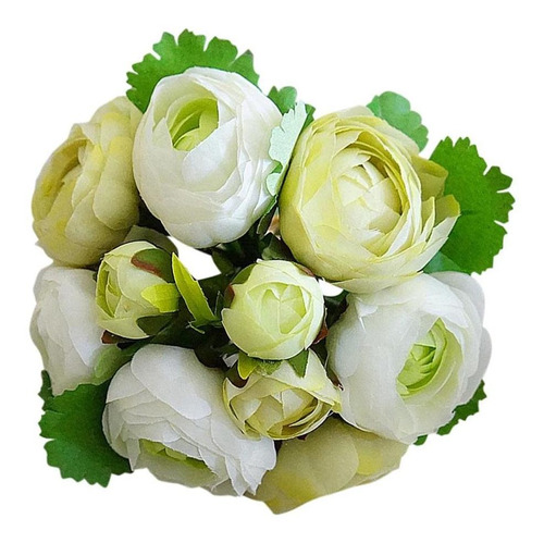 Flor De Camélia Artificial Branco Verde | Frete grátis