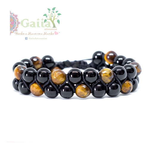 Pulsera Macramé Shamballa Cristal Negro Y Cuarzo