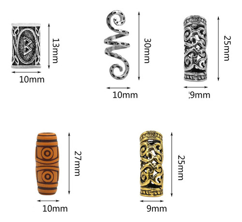 Perlas Para Barba Vikinga, Joyas Para El Pelo, Runa, Bigote,