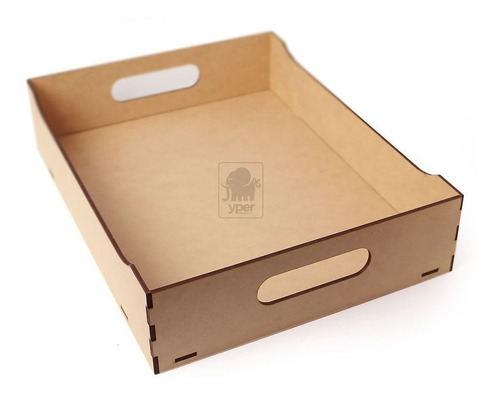 Imagem 2 de 3 de Bandeja Com Alca Lateral Retangular Mdf Madeira 40x30cm