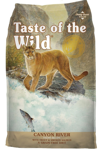 Alimento Taste of the Wild Canyon River Feline para gato sabor trucha y salmón ahumado en bolsa de 2.2kg