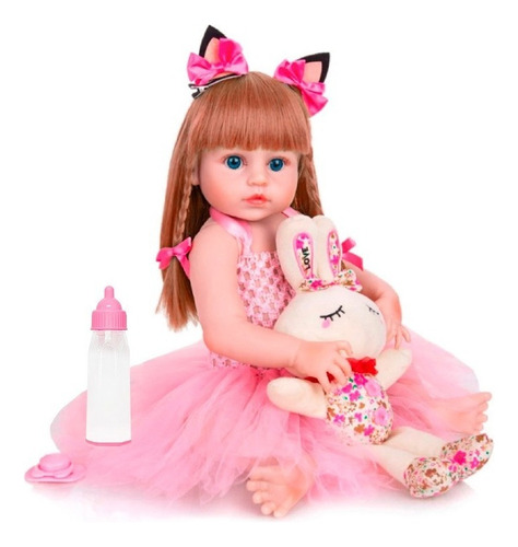 Bebé Reborn Muñeca Realista Silicona Suave 55cm Conejo Niñas