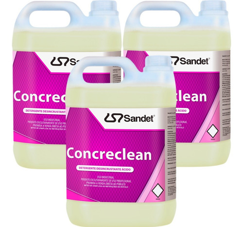 3 Concreclean Desincrustante Remove Cimentos Sandet 5 Litros