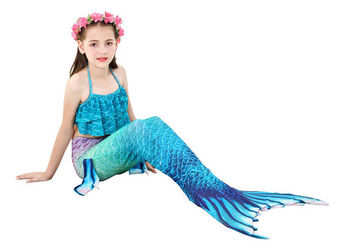 Kit Cola De Sirena Con Bikini Monoaleta Infantil