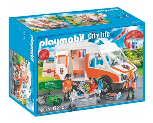 Playmobil Ambulancia De Rescate Con Luces Y Accesorios 70049