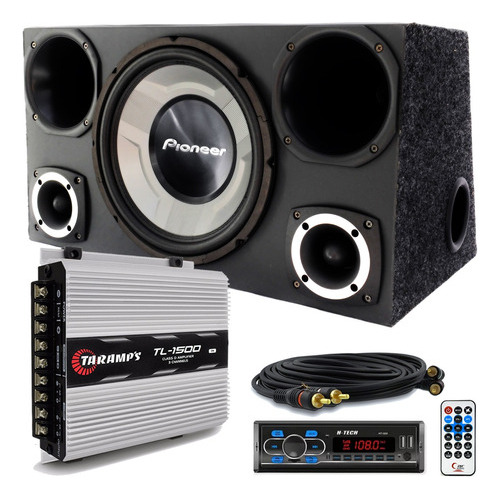 Caixa Trio Sub Pioneer + Radio Bluetooth + Modulo Taramps