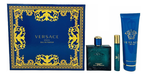 Versace Eros Eua De Perfum Set De 3 Pz Con Mini Para Hombre