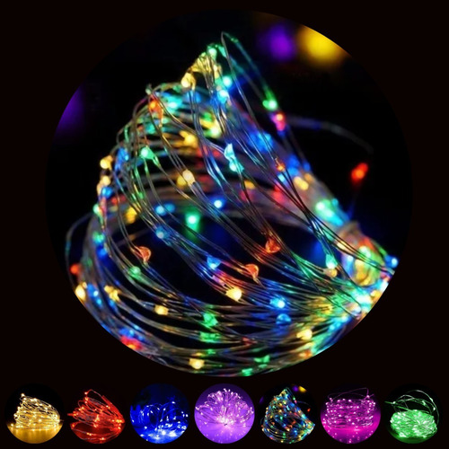 Imagen 2 de 10 de Guirnalda Alambre 30 Luces Led 3m A Pila Calida Fria Navidad