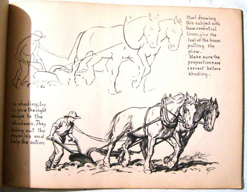Dibujo Arte Caballos Drawing Horses Tinta Lapiz 1946 Pitman (Usado)
