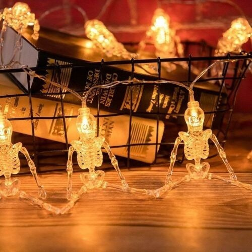 Imagen 3 de 10 de Guirnalda Halloween Led Esqueleto Calabaza Calavera Luminoso