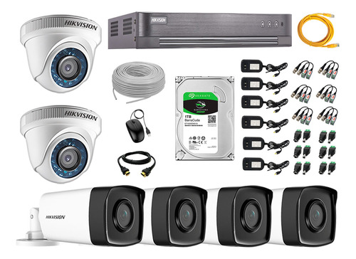 Kit 6 Cámaras De Seguridad It3f Hikvision Full Hd 1tb 40m Ir