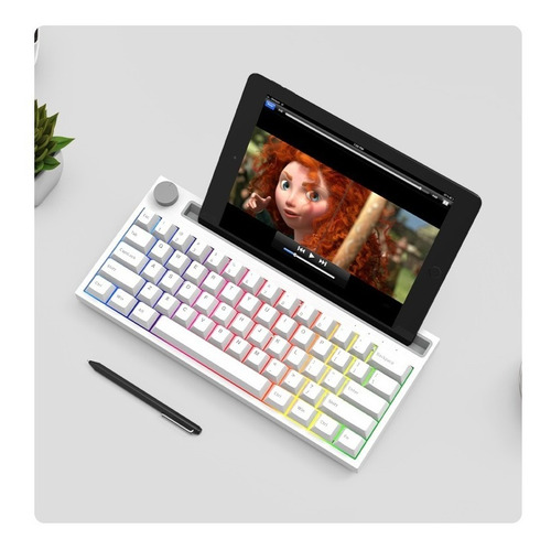 Imagen 4 de 7 de Teclado Mecánico Bluetooth Full Rgb Switch Pink K620t Blanco