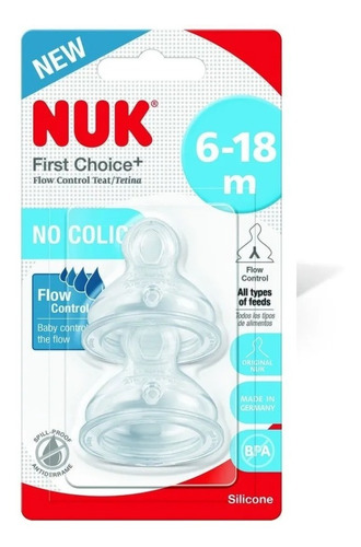 Tetina Nuk First Choice Plus +6m Flujo Variable X2 Unidades