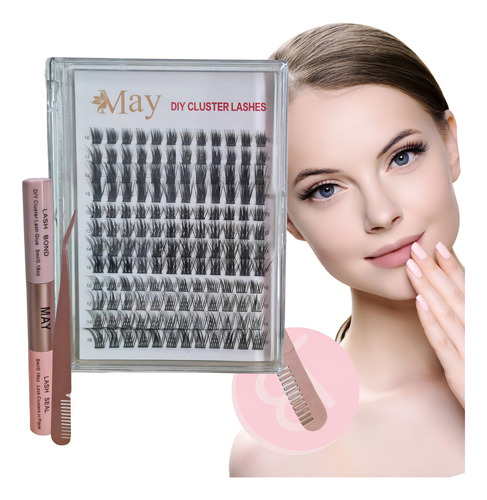 Kit De Extensiones De Pestañas Diy Lash Bond Grupo Delgadas Color Negro Espesor 2 Mm Largo 1 Mm Tipo De Curvatura C