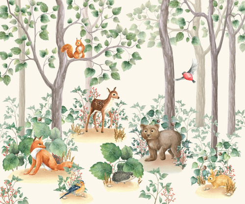 Vinilos Mural Infantil Animales Bosque