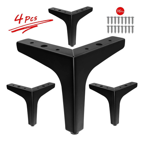 Patas Sofa Negro Elevadores Mueble Cama Apilables 4 Pz 13cm