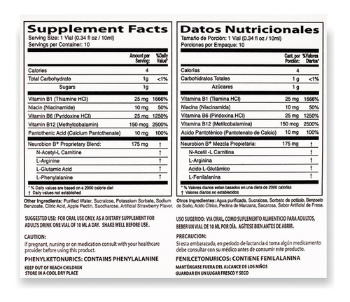Neurobion Plus Suplemento Líquido Complejo B 10 Viales