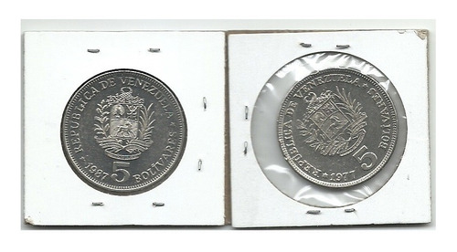 Monedas 5 Bolívares 1977 Y 1987  