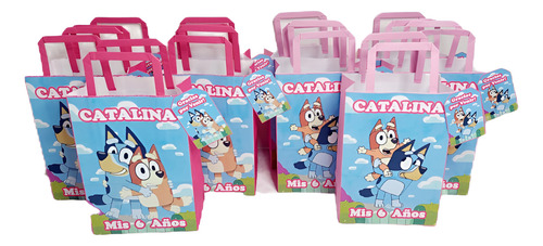 10 Bolsas De Papel Bluey Y Bingo