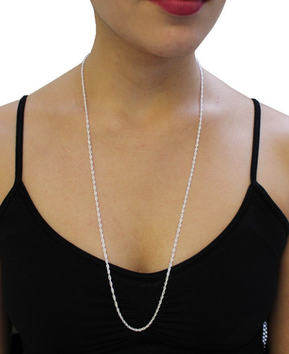 Imagen 6 de 10 de Cadena Torzal De Plata 925 Hombre O Mujer De 70 Cm Agálea