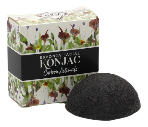 Esponja De Limpieza Facial Konjac Carbón Activado Antiacné