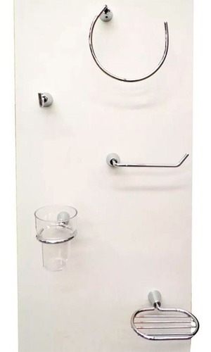 Kit Accesorios Para Baños Set 5 Piezas Cromo Metalico Oferta