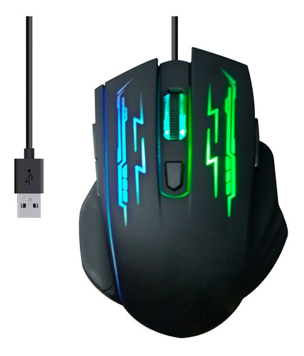 Mouse De Juego Gamer Retroiluminado Optico Dpi Usb Luz Rgb