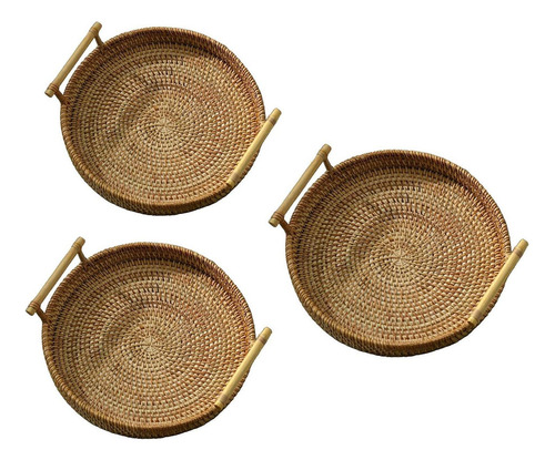 Set Of 3 Wicker Basket Storage Trays